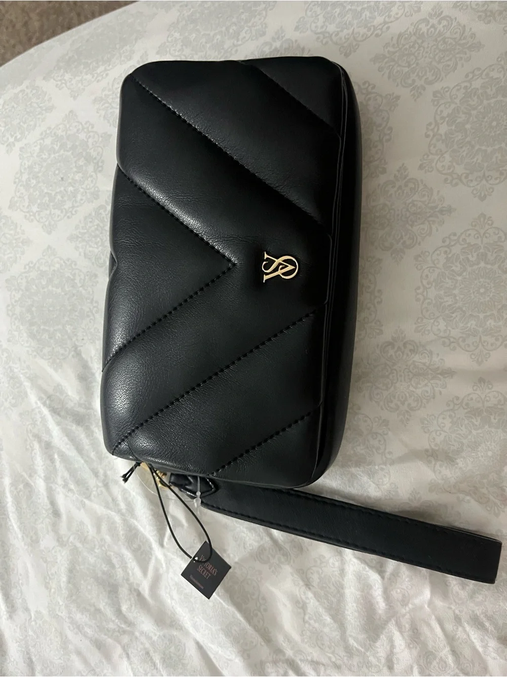 Black Quilted Wristlet Crossbody Bag